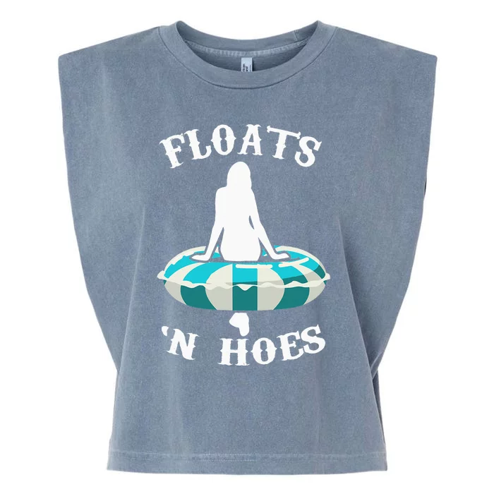 Floats And Hoes Funny Summer Vacation Float Trip Tubing Garment-Dyed Women's Muscle Tee