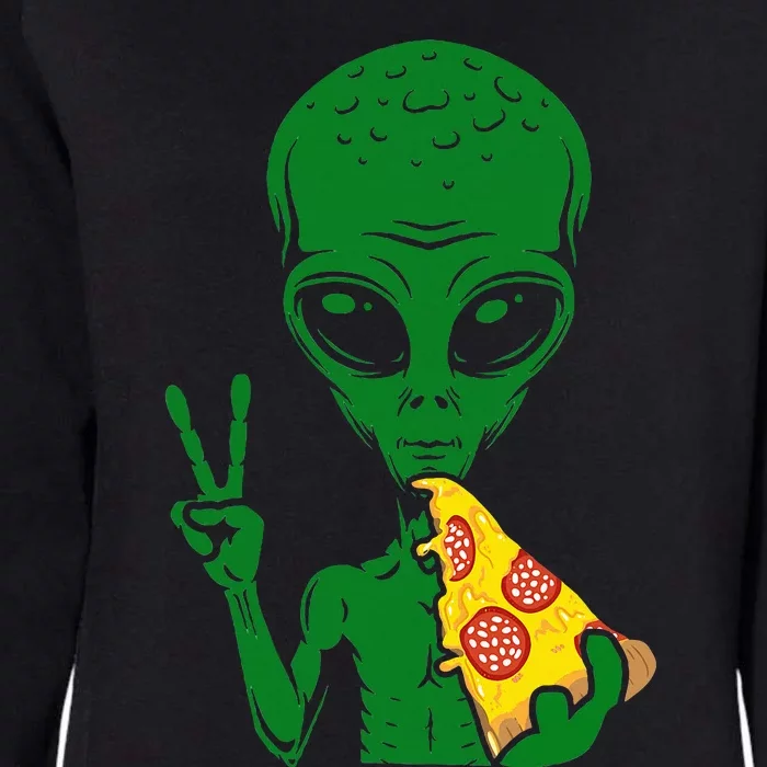 Funny Alien Head Eating Pizza Ufo Extraterrestrial Womens California Wash Sweatshirt