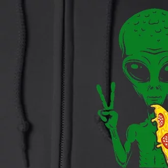 Funny Alien Head Eating Pizza Ufo Extraterrestrial Full Zip Hoodie