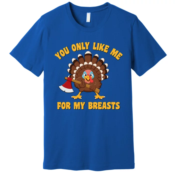 Funny Adult Humor Turkey Thanksgiving Like Me For My Breasts Premium T-Shirt