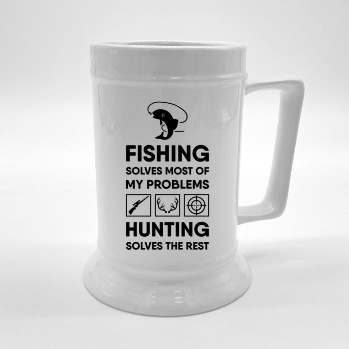 Fishing And Hunting Cute Gift For Dad Grandpa Hunter Gift Meaningful Gift Front & Back Beer Stein