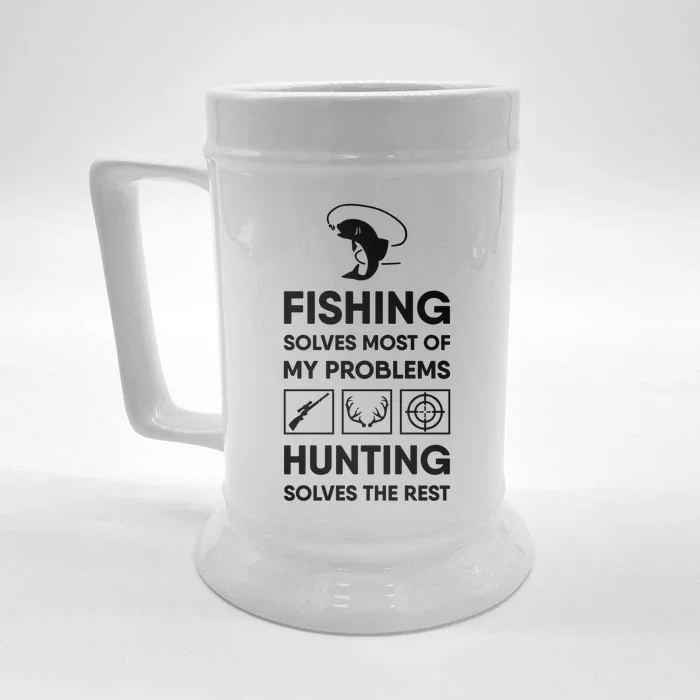 Fishing And Hunting Cute Gift For Dad Grandpa Hunter Gift Meaningful Gift Front & Back Beer Stein