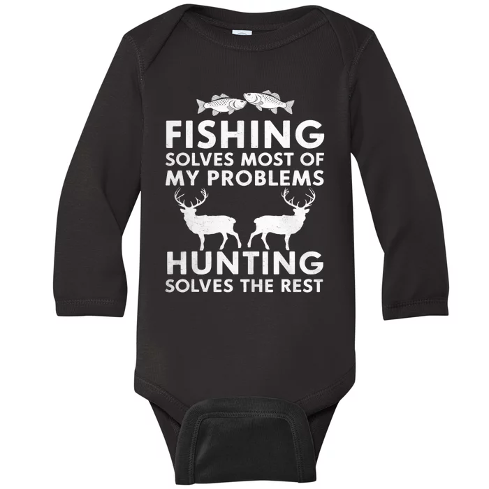 Fishing And Hunting Gifts Fathers Day Humor Hunter Cool Baby Long Sleeve Bodysuit