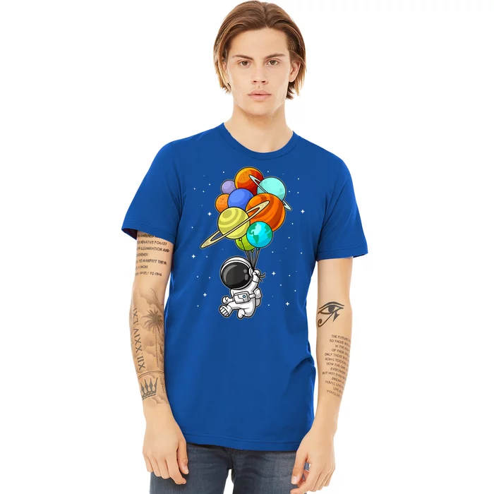 Funny Astronaut Holding Planet Balloons Space Toddler Premium T-Shirt