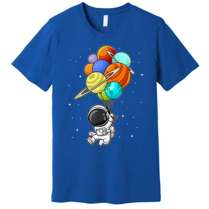 Funny Astronaut Holding Planet Balloons Space Toddler Premium T-Shirt