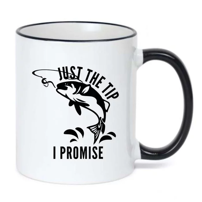 Funny Adult Humor Fishing Just The Tip I Promise Black Color Changing Mug