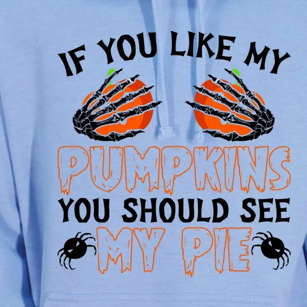 Funny Adult Humor Halloween If You Like My Pumpkins You Should See My Pie Unisex Surf Hoodie