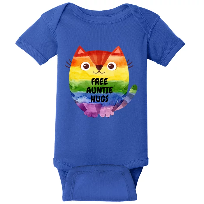 Free Auntie Hugs Pride Lgbtq Flag Cat Cool Gift Baby Bodysuit