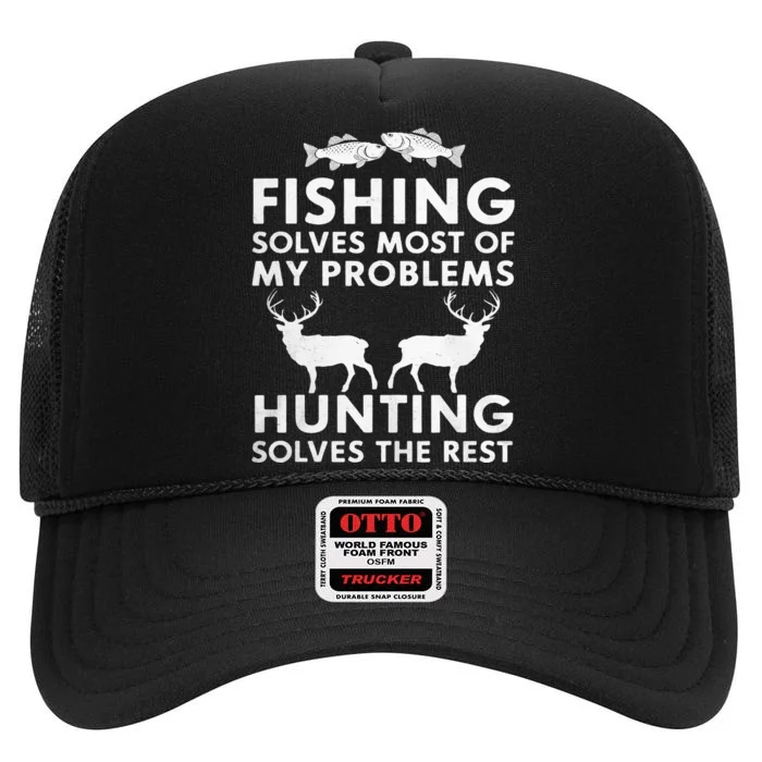 Fishing And Hunting Gifts Fathers Day Humor Hunter High Crown Mesh Trucker Hat