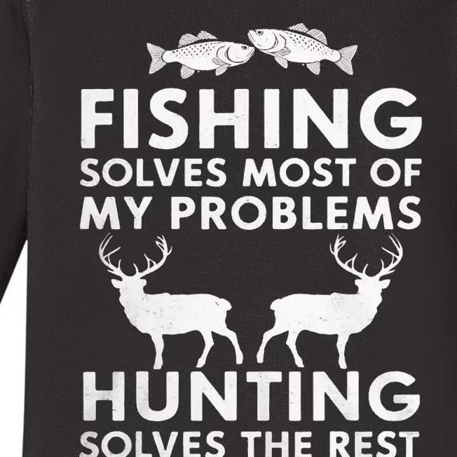 Fishing And Hunting Gifts Fathers Day Humor Hunter Baby Long Sleeve Bodysuit