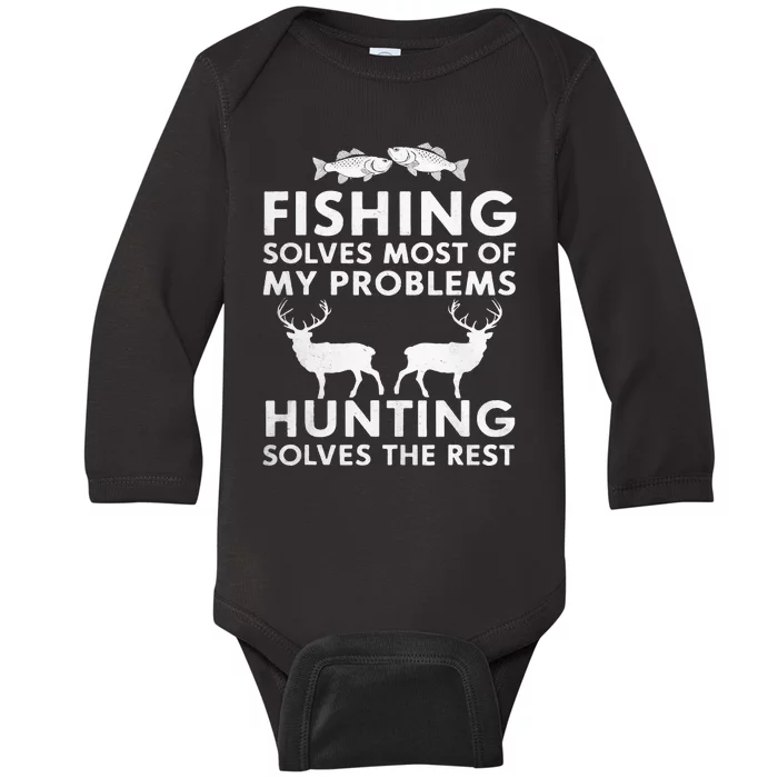 Fishing And Hunting Gifts Fathers Day Humor Hunter Baby Long Sleeve Bodysuit