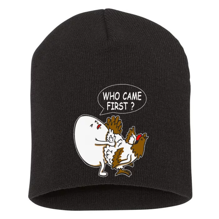 Funny Adult Humor Jokes Who Came First Chicken Or Egg Short Acrylic Beanie