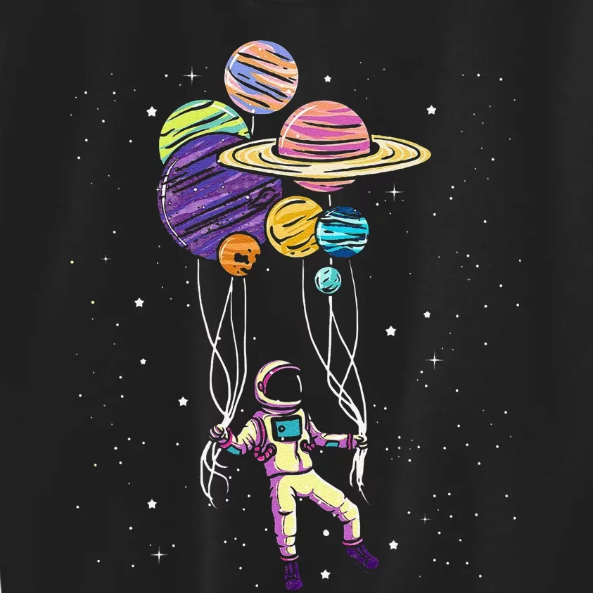 Funny Astronaut Holding Planet Balloons Stem Kids Sweatshirt