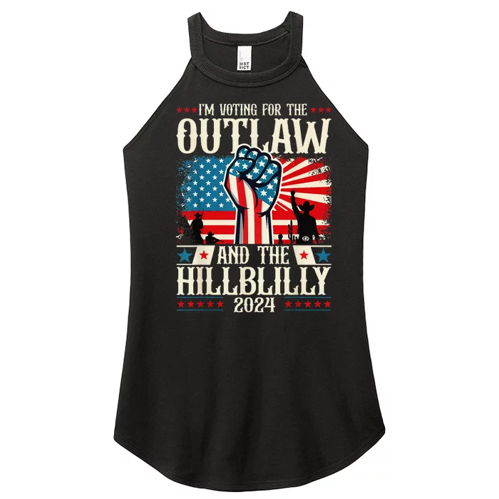 Felon And Hillbilly 24 Pro Trump 2024 Flag Funny Political Women’s Perfect Tri Rocker Tank