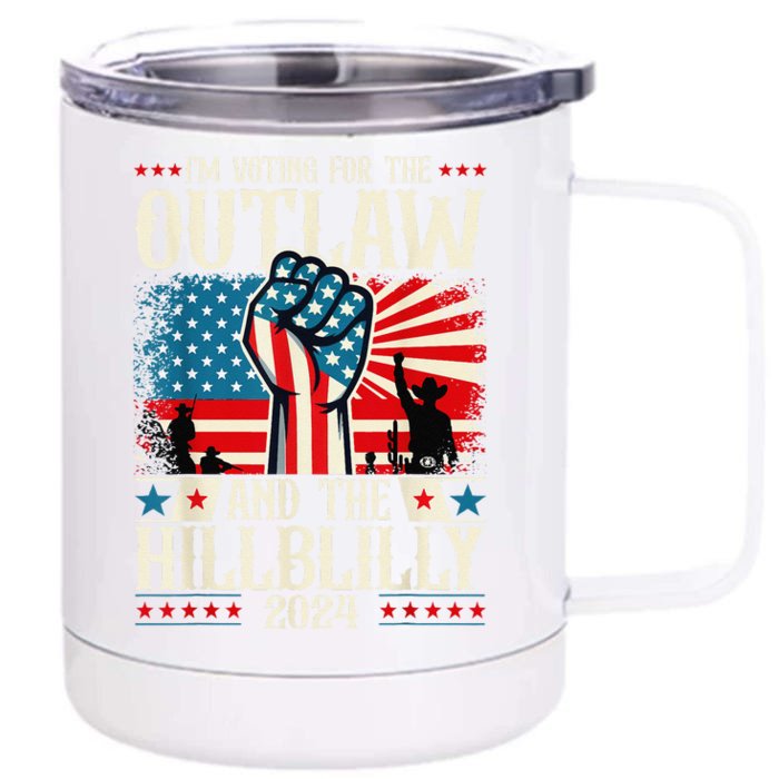 Felon And Hillbilly 24 Pro Trump 2024 Flag Funny Political Front & Back 12oz Stainless Steel Tumbler Cup