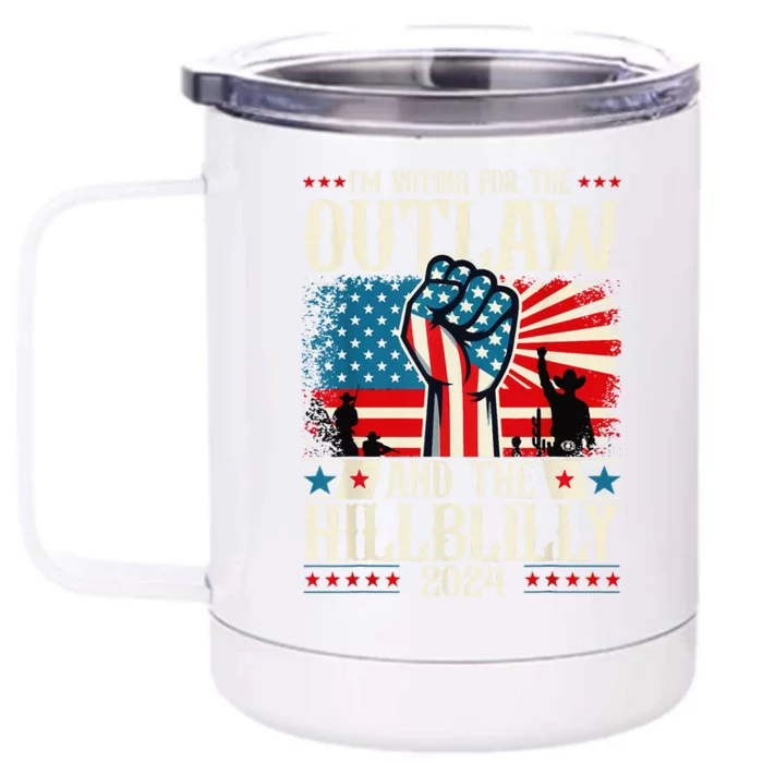 Felon And Hillbilly 24 Pro Trump 2024 Flag Funny Political Front & Back 12oz Stainless Steel Tumbler Cup