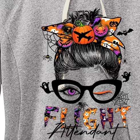 Flight Attendant Halloween Costume Messy Bun Pumpkin Women's Fleece Hoodie