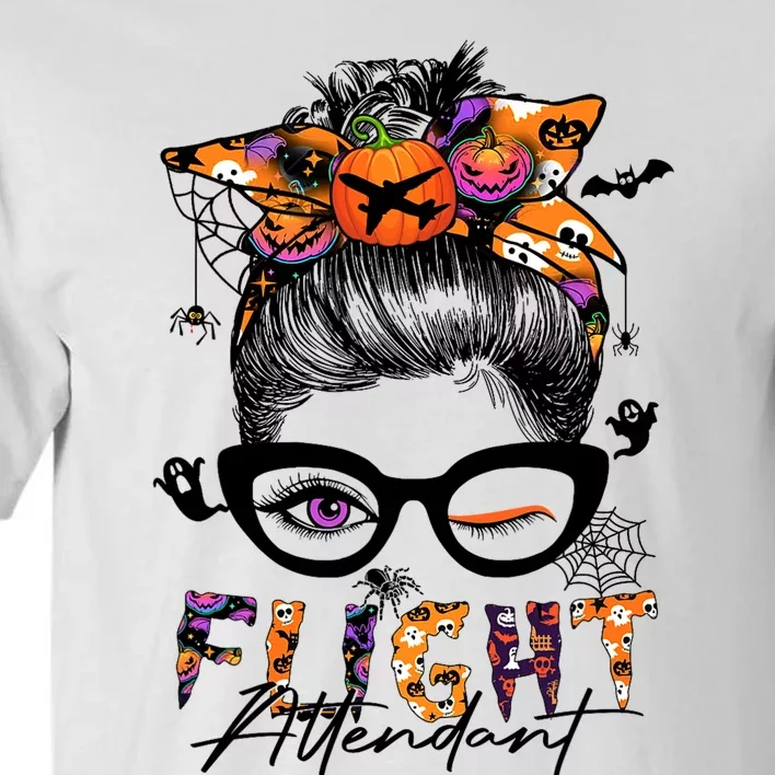 Flight Attendant Halloween Costume Messy Bun Pumpkin Tall T-Shirt