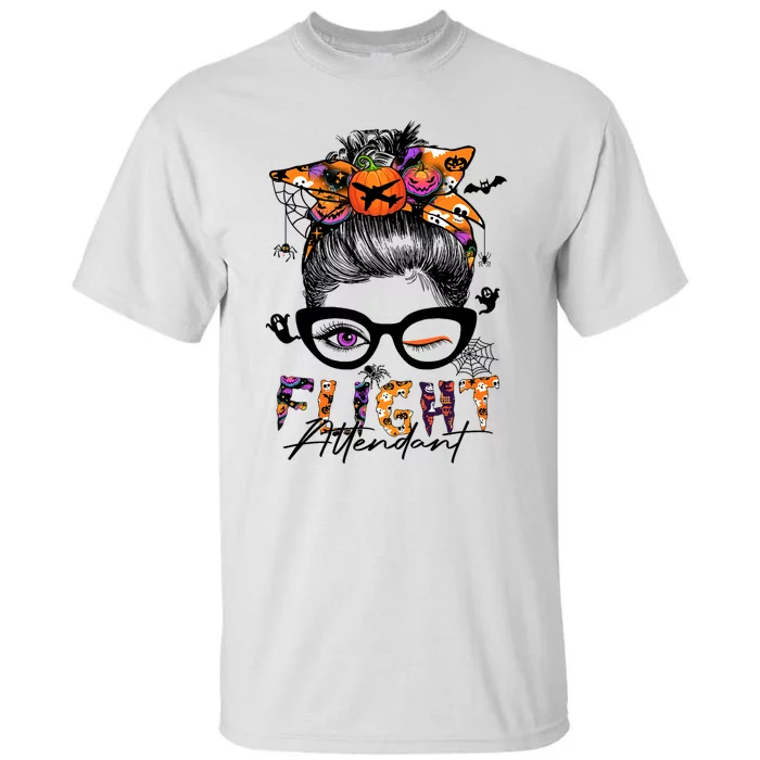 Flight Attendant Halloween Costume Messy Bun Pumpkin Tall T-Shirt