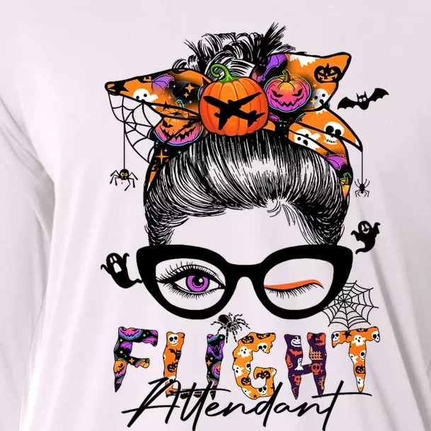 Flight Attendant Halloween Costume Messy Bun Pumpkin Cooling Performance Long Sleeve Crew