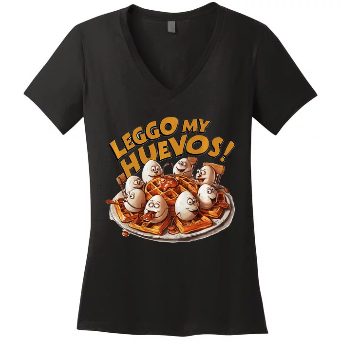 Funny Adult Humor Jokes Leggo My Huevos Women's V-Neck T-Shirt