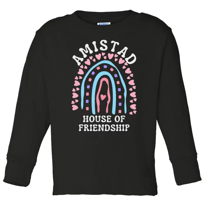 Funny Amistad House Of Friendship Boho Heart Rainbow Toddler Long Sleeve Shirt