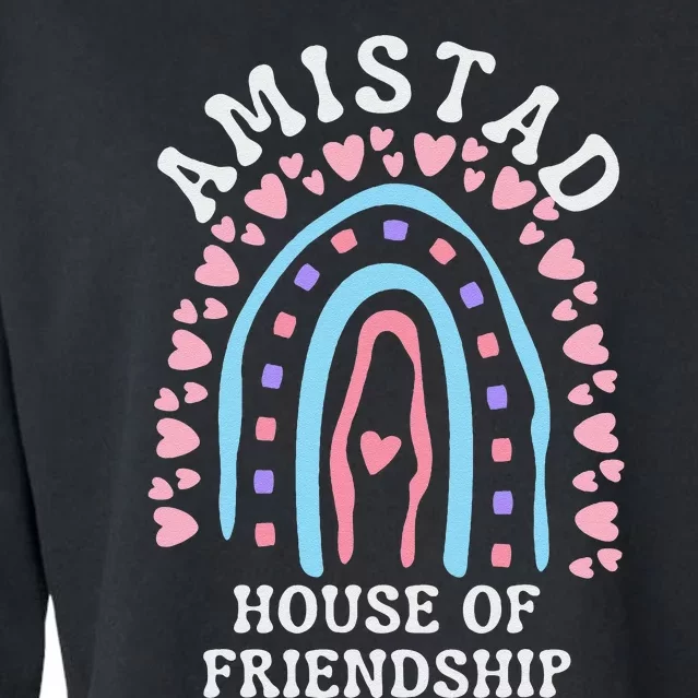 Funny Amistad House Of Friendship Boho Heart Rainbow Cropped Pullover Crew