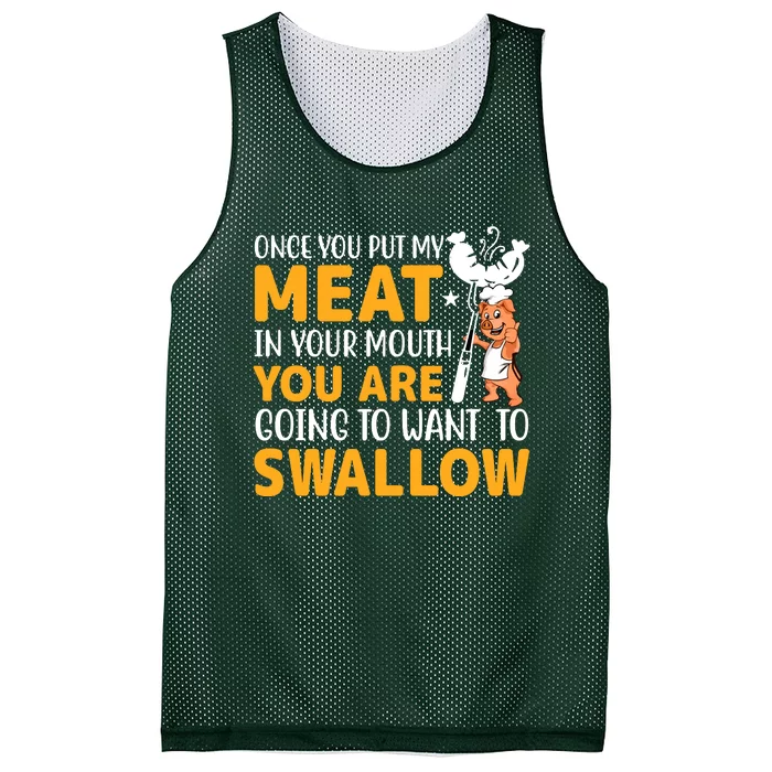 Funny Adult Humor Once You Put My Meat In Your Mouth Mesh Reversible Basketball Jersey Tank