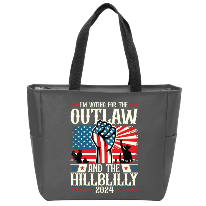 Felon And Hillbilly 24 Pro Trump 2024 Flag Funny Political Zip Tote Bag