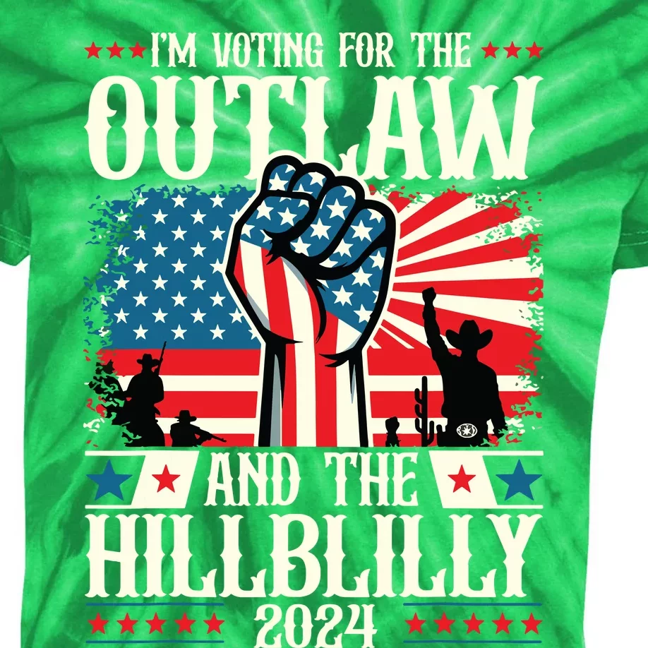 Felon And Hillbilly 24 Pro Trump 2024 Flag Funny Political Kids Tie-Dye T-Shirt