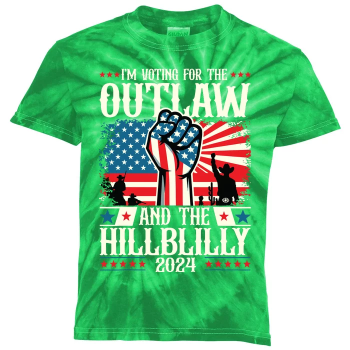 Felon And Hillbilly 24 Pro Trump 2024 Flag Funny Political Kids Tie-Dye T-Shirt