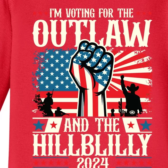 Felon And Hillbilly 24 Pro Trump 2024 Flag Funny Political Baby Long Sleeve Bodysuit