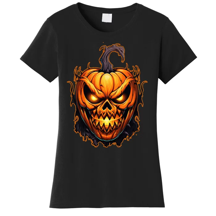 Fall Autumn Halloween Scary Pumpkin Lazy Costume Women's T-Shirt