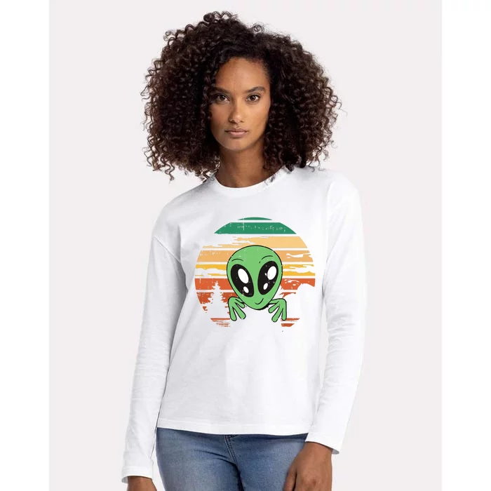 Funny Alien Halloween Costume Retro UFO Womens Cotton Relaxed Long Sleeve T-Shirt