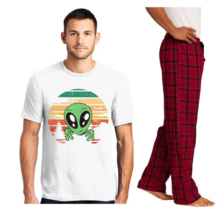 Funny Alien Halloween Costume Retro UFO Pajama Set