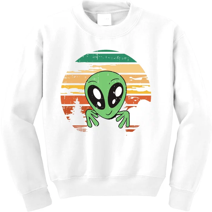 Funny Alien Halloween Costume Retro UFO Kids Sweatshirt