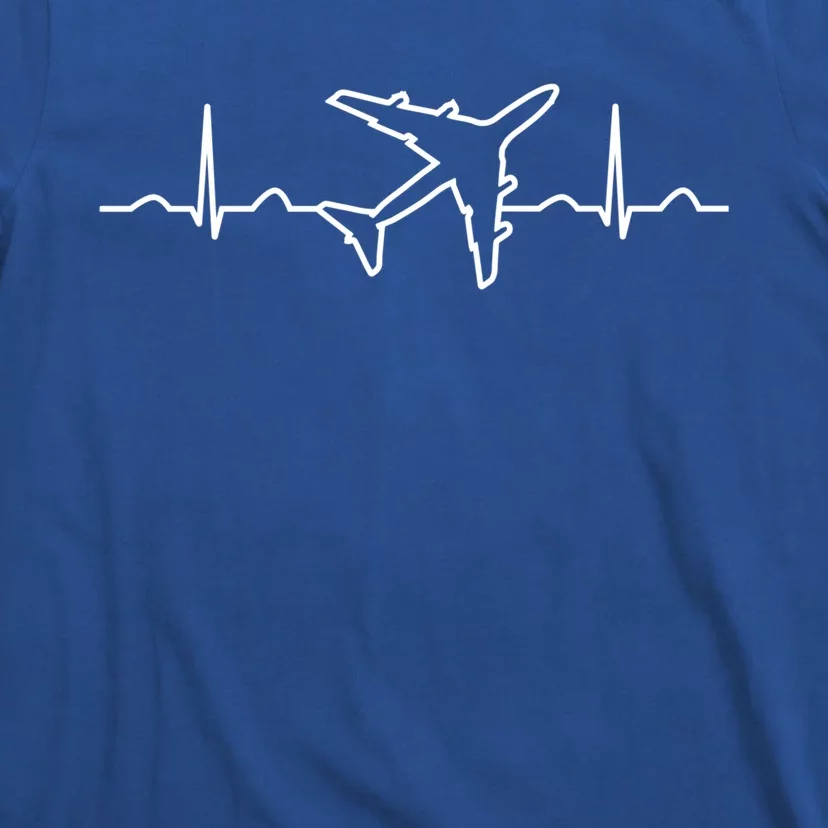 Funny Airplane Heartbeat Aviation Fan Gift T-Shirt