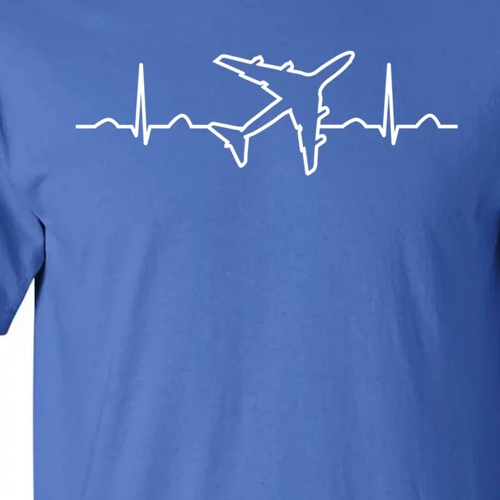 Funny Airplane Heartbeat Aviation Fan Gift Tall T-Shirt