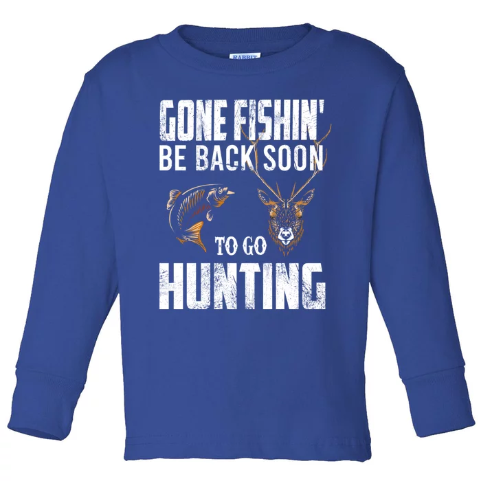 Fishing And Hunting Funny Fish Deer Hunter Gag Gift Gift Toddler Long Sleeve Shirt