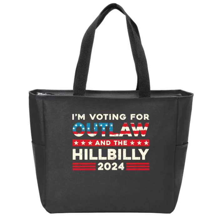 Felon And Hillbilly 24 Pro Trump 2024 Flag Funny Political Zip Tote Bag