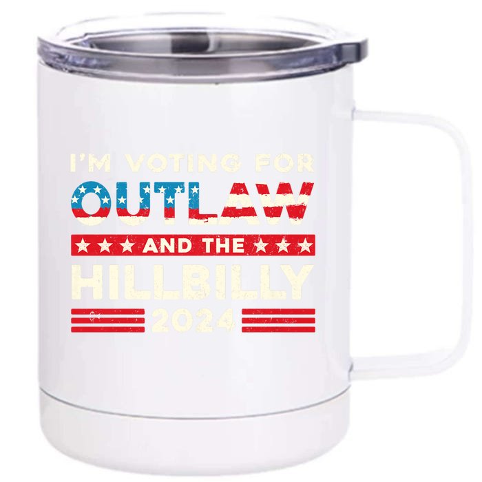 Felon And Hillbilly 24 Pro Trump 2024 Flag Funny Political Front & Back 12oz Stainless Steel Tumbler Cup