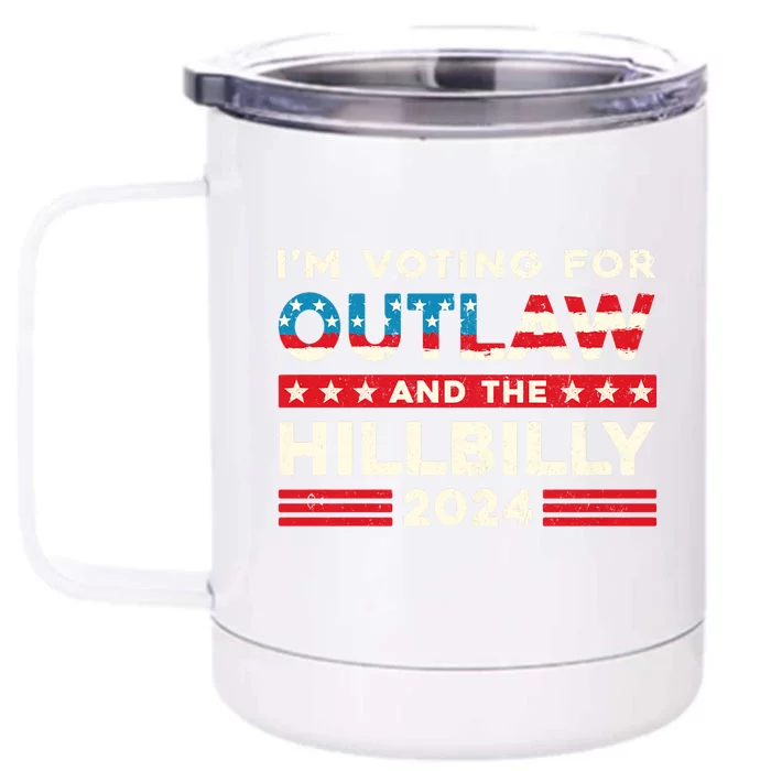 Felon And Hillbilly 24 Pro Trump 2024 Flag Funny Political Front & Back 12oz Stainless Steel Tumbler Cup