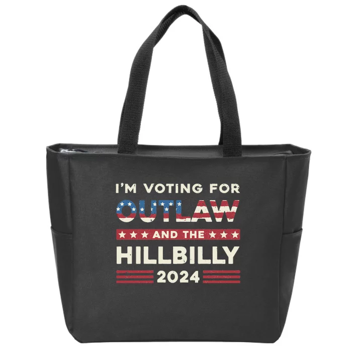 Felon And Hillbilly 24 Pro Trump 2024 Flag Funny Political Zip Tote Bag