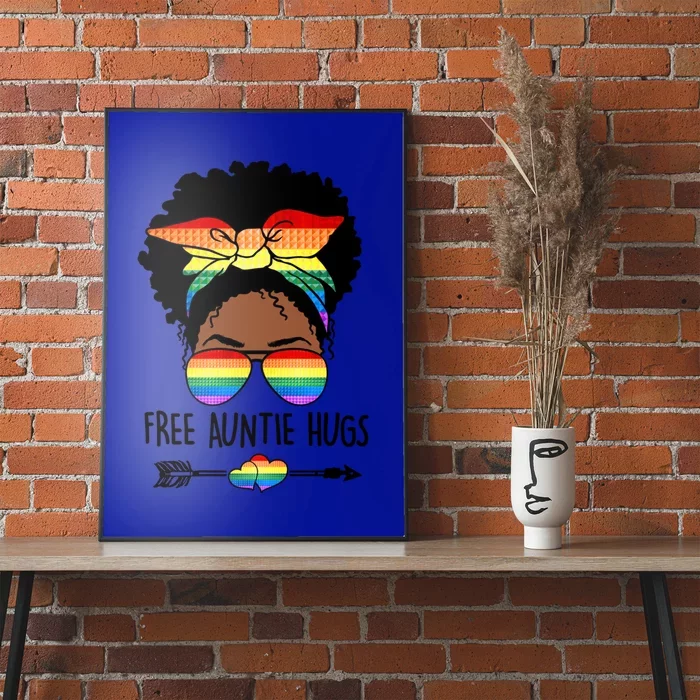 Free Auntie Hugs Messy Bun Lgbt Pride Month Black Gift Poster