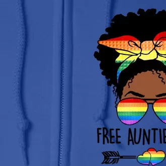 Free Auntie Hugs Messy Bun Lgbt Pride Month Black Gift Full Zip Hoodie