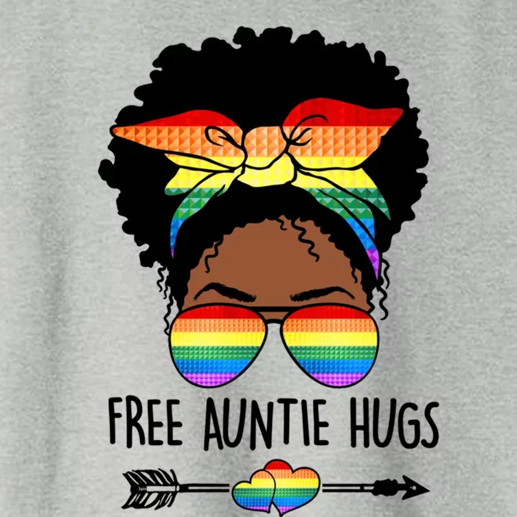 Free Auntie Hugs Messy Bun Lgbt Pride Month Black Gift Women's Crop Top Tee