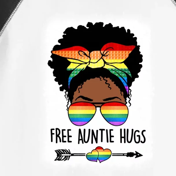 Free Auntie Hugs Messy Bun Lgbtq Pride Month Black Gift Toddler Fine Jersey T-Shirt