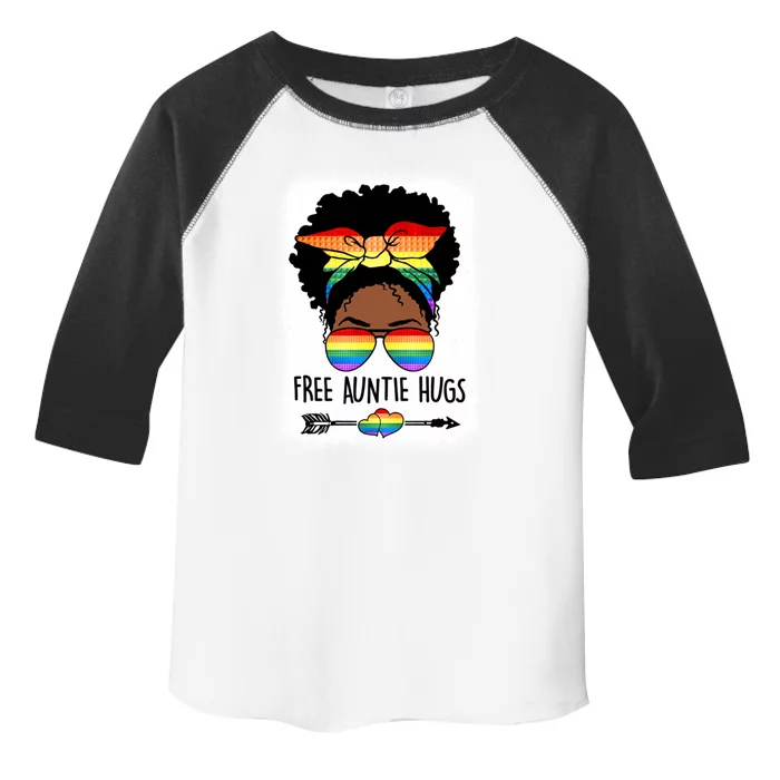 Free Auntie Hugs Messy Bun Lgbtq Pride Month Black Gift Toddler Fine Jersey T-Shirt