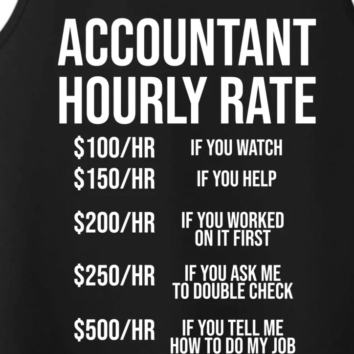 Funny Accountant Hourly Rate Accounting Cpa Humor Gift Performance Tank