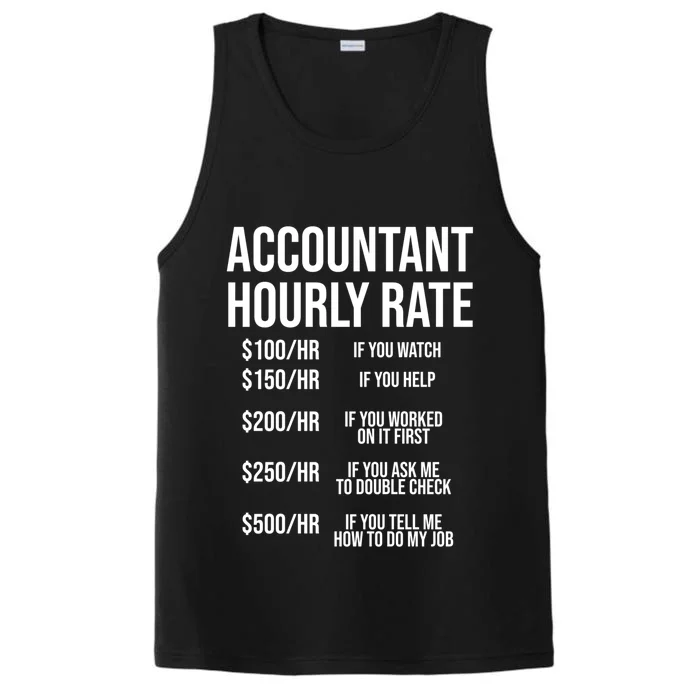 Funny Accountant Hourly Rate Accounting Cpa Humor Gift Performance Tank